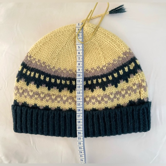 NWT BURBERRY FAIR ISLE BEANIE HAT CASHMERE / WOOL - GREEN / CREAM / TAN - Picture 4 of 11